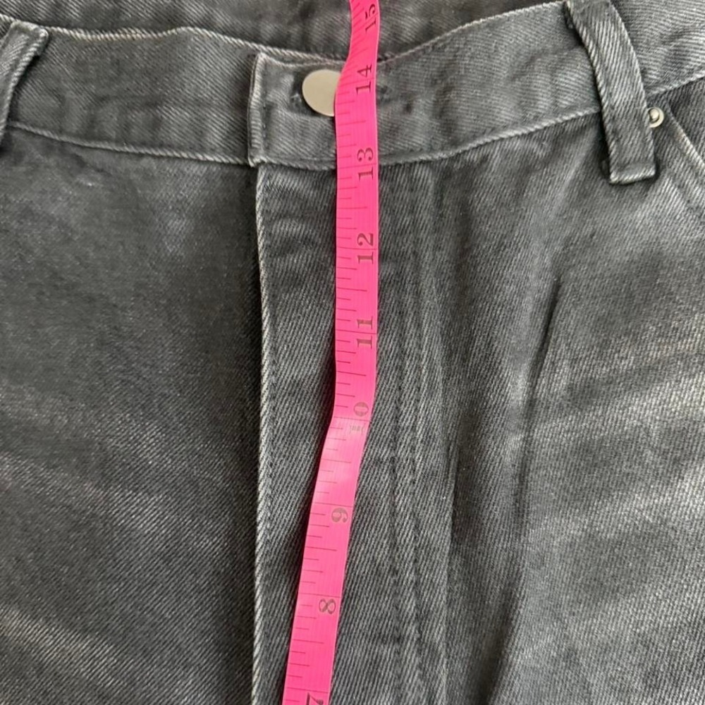 MNML Stacked Denim Jeans Mens 42x36 Black Washed Button Fly Streetwear - Picture 8 of 9